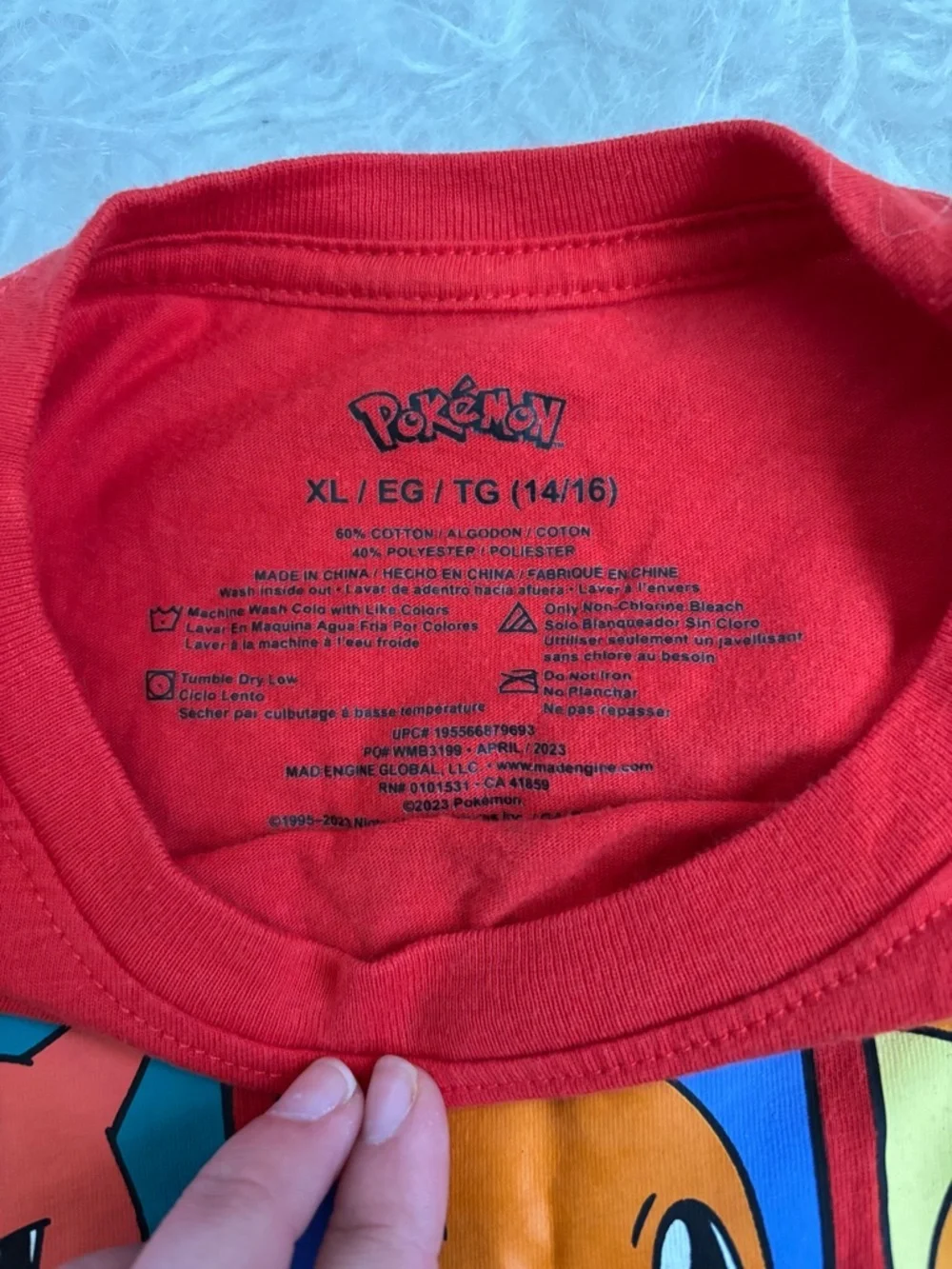 Pokemon Bright Red Long Sleeve Tee with Cool Charmander Trio Graphic